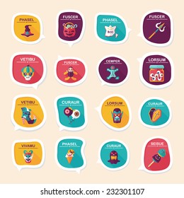 Halloween bubble speech banner design flat background set, eps10, dummy text