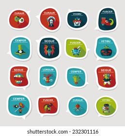 Halloween bubble speech banner design flat background set, eps10, dummy text