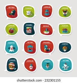 Halloween bubble speech banner design flat background set, eps10, dummy text
