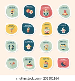 Halloween bubble speech banner design flat background set, eps10, dummy text