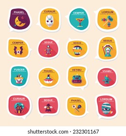 Halloween bubble speech banner design flat background set, eps10, dummy text
