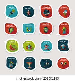 Halloween bubble speech banner design flat background set, eps10, dummy text