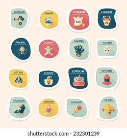 Halloween bubble speech banner design flat background set, dummy text