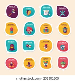 Halloween bubble speech banner design flat background set, eps10, dummy text