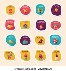 Halloween bubble speech banner design flat background set, eps10, dummy text