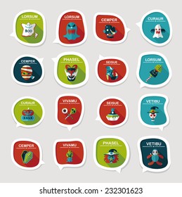 Halloween bubble speech banner design flat background set, eps10, dummy text