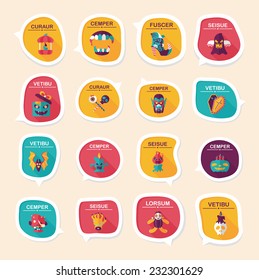 Halloween bubble speech banner design flat background set, eps10, dummy text