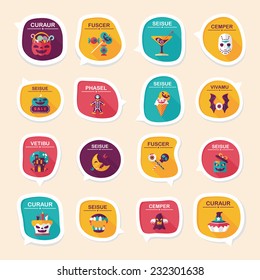 Halloween bubble speech banner design flat background set, eps10, dummy text
