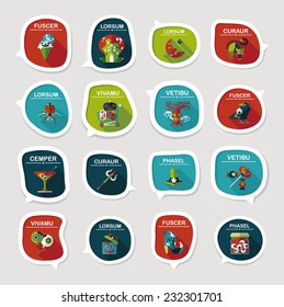 Halloween bubble speech banner design flat background set, eps10, dummy text