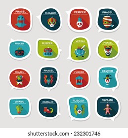 Halloween bubble speech banner design flat background set, eps10, dummy text