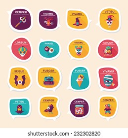 Halloween bubble speech banner design flat background set, eps10, dummy text
