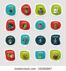 Halloween bubble speech banner design flat background set, eps10, dummy text