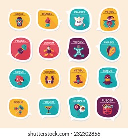 Halloween bubble speech banner design flat background set, eps10, dummy text