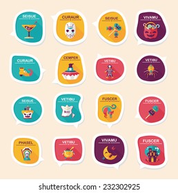Halloween bubble speech banner design flat background set, eps10, dummy text