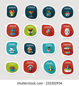 Halloween bubble speech banner design flat background set, eps10, dummy text