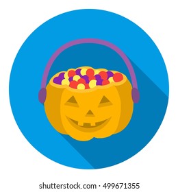 Halloween bucket icon in flat style isolated on white background. Black and white magic symbol stock vector illustration.