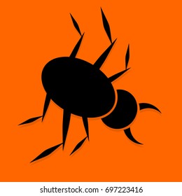 Halloween Bug. Black icon on orange background. Vector illustration