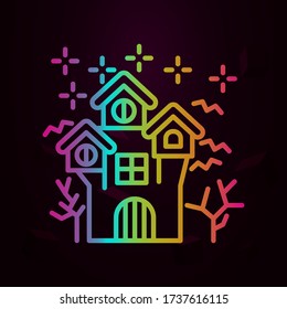 Halloween building. Fantasy haunted house tree nolan icon. Simple thin line, outline vector of Halloween icons for ui and ux, website or mobile application
