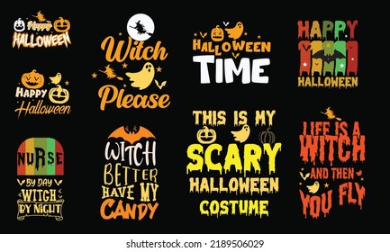 Halloween Bundle 9 Diseño de Tipografía de Camisas