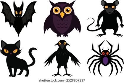 Halloween Bundle rat,cat,spider,Crow,owl vector file