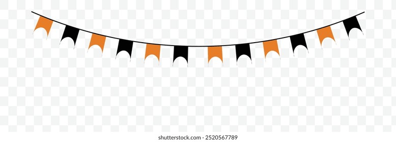 Bunting de Halloween, guirnalda de bandera negra y naranja, banderines de triángulo, decoración del partido. Halloween. Bandera de fiesta de Halloween. Eps 10.