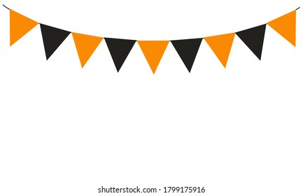 Halloween bunting flag isolated on white background vector illustration. Flat design.