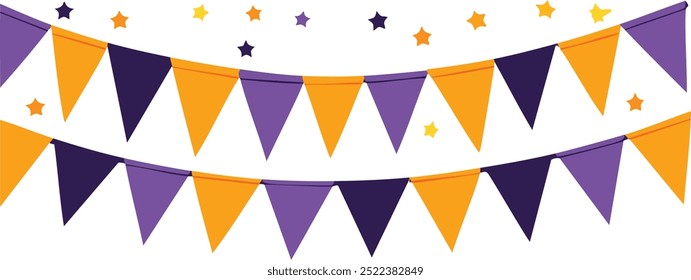 Halloween bunting flags decoration on white background
