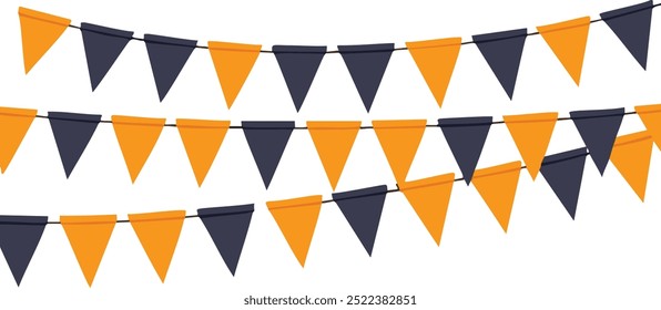 Halloween bunting flags decoration on white background