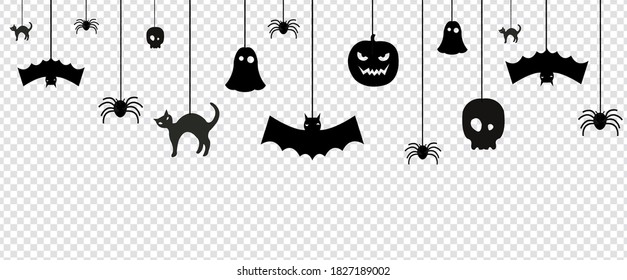 Halloween Bunting Flags Isolated White Background, Vector Illustration