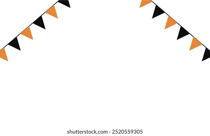 Halloween bunting, orange and black colour flag. party banner. Halloween party flag vector.