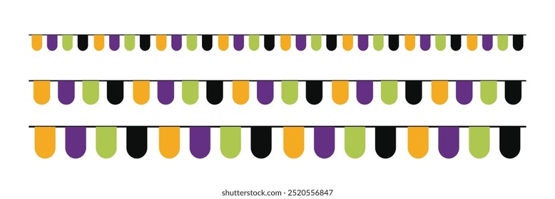 Halloween bunting. Orange and Black Halloween Bunting Garland Illustration. Simple banner hanging party classy decor vector element. Halloween.