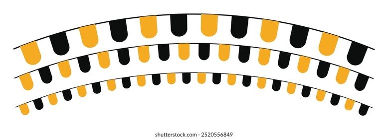 Halloween bunting. Orange and Black Halloween Bunting Garland Illustration. Simple banner hanging party classy decor vector element. Halloween.