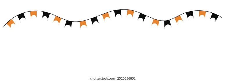 Halloween bunting. Orange and Black Halloween Bunting Garland Illustration. Simple banner hanging party classy decor vector element. Halloween.