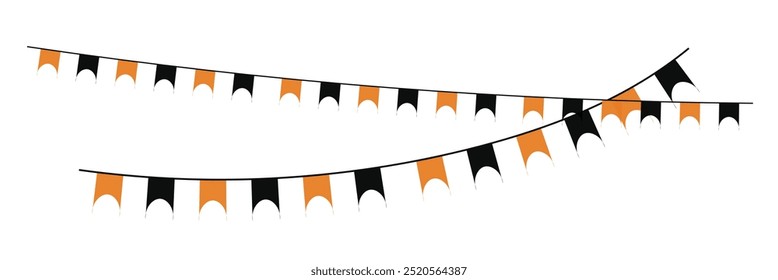 Halloween buntings. Garlands made of paper flags. Halloween celebration on isolated background. Halloween. Eps 10.