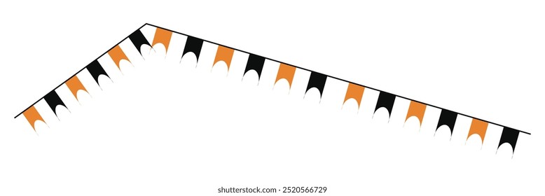 Halloween buntings. Garlands made of paper flags and bats for Halloween celebration on white background. Halloween party flag.