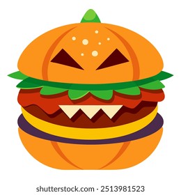 Halloween burger vector art illustration
