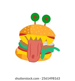 Halloween Burger, Halloween Vector Illustration, Isolated