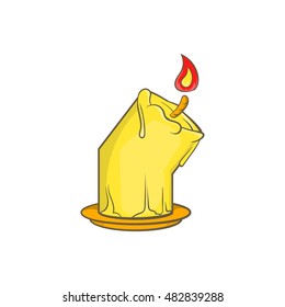 Halloween burning candle icon in cartoon style isolated on white background vector illustration