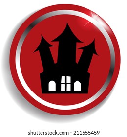 Halloween button with castle