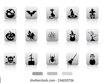 Halloween button icons set 