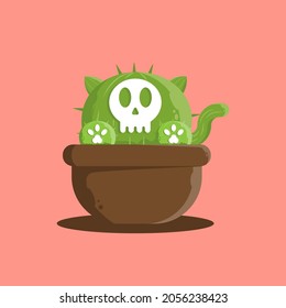 Halloween cactus with cat monster style