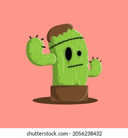 Halloween cactus with frankenstein monster style