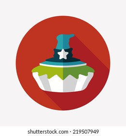 halloween cake, flat icon style with long shadow,eps10
