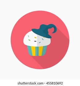 Halloween cake icon, Vector flat long shadow design. Halloween concept.