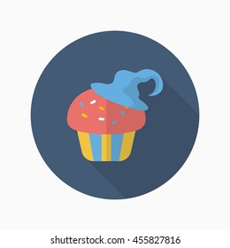 Halloween cake icon, Vector flat long shadow design. Halloween concept.
