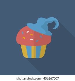 Halloween cake icon, Vector flat long shadow design. Halloween concept.