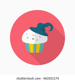 Halloween cake icon, Vector flat long shadow design. Halloween concept.