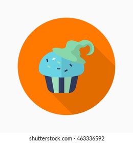 Halloween cake icon, Vector flat long shadow design. Halloween concept.