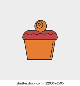 halloween cake outline colored icon