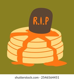 Halloween Cake with RIP Text Cute Illustration.